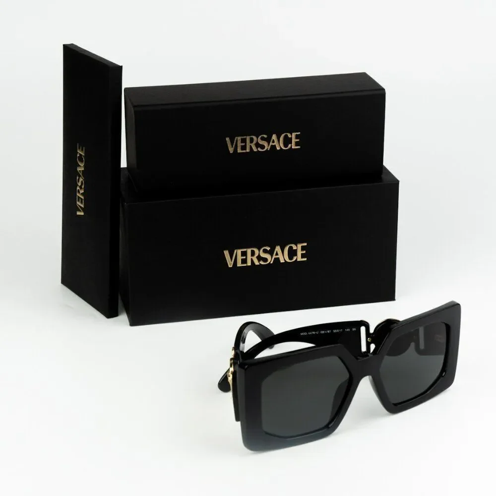 NEW Versace VE4478U GB1/87 Black Dark Grey Square Women Sunglasses
